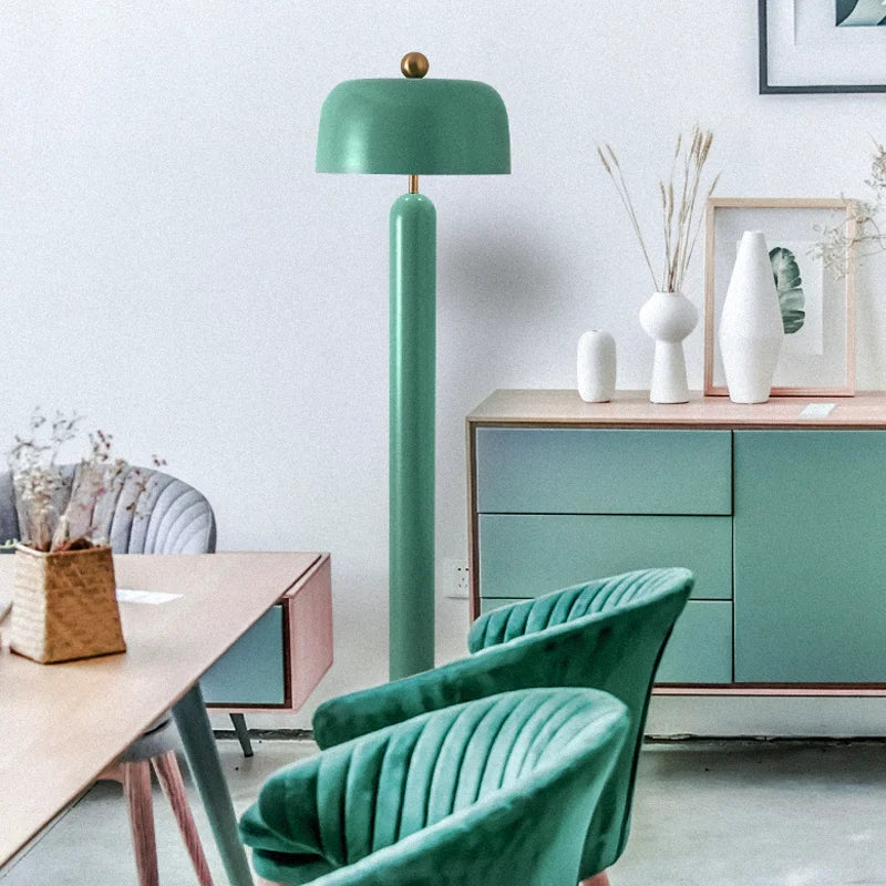 Afralia™ Minimalist Mushroom Floor Lamp in Green/Pink for Living/Model Room and Bedroom