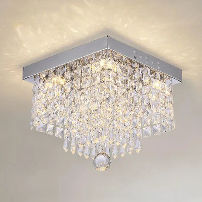 Afralia™ Crystal Square Ceiling Lamp For Home Lighting Decor