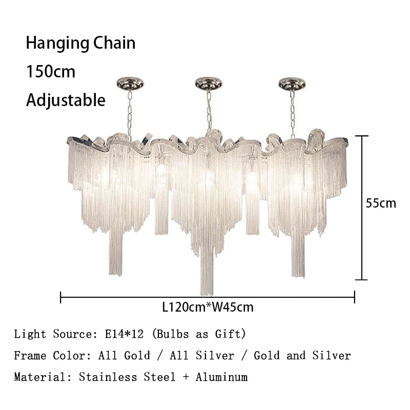 Afralia™ Luxury Tassels Ceiling Chandelier Dimmable Lights for Bedroom Decoration
