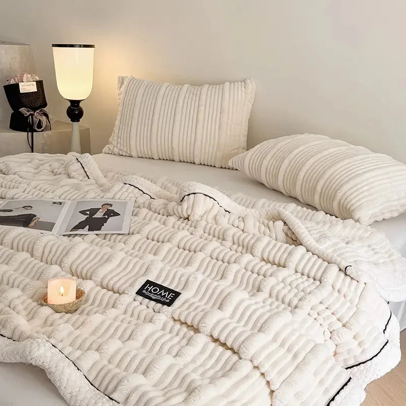 Afralia™ Cozy Faux Rabbit Plush Blanket for Autumn/Winter - Soft Milk Velvet Nap Blanket