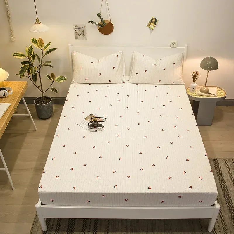 Afralia™ Queen Size Cotton Fitted Sheet Set with Cute Print, Soft and Skin-friendly Bed Cover