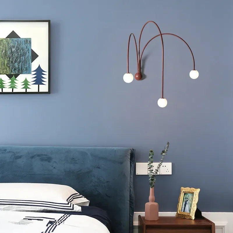 Afralia™ Iron Glass LED Wall Light for Living Room Bedside Table Restaurant Home Decorations