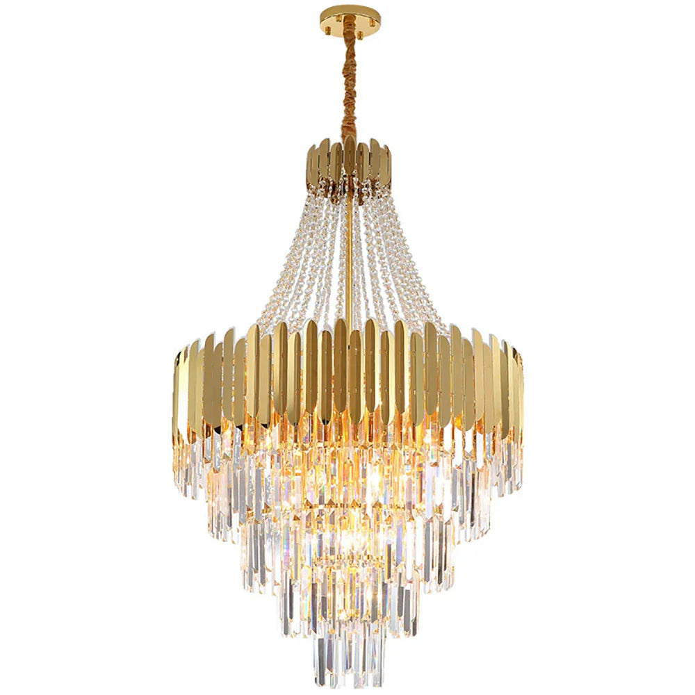 Afralia™ Modern Golden Crystal Pendant Chandelier for Luxurious Living Room Decor