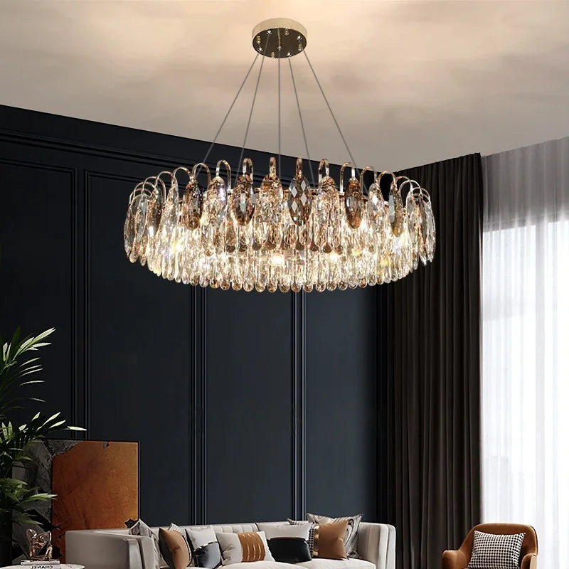 Afralia™ Crystal Chandelier Pendant Light Modern Minimalist Luxury Lighting
