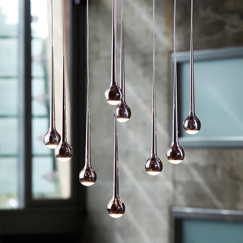 Afralia™ Water Drop Pendant Chandelier for Modern Luxury Staircase Decor