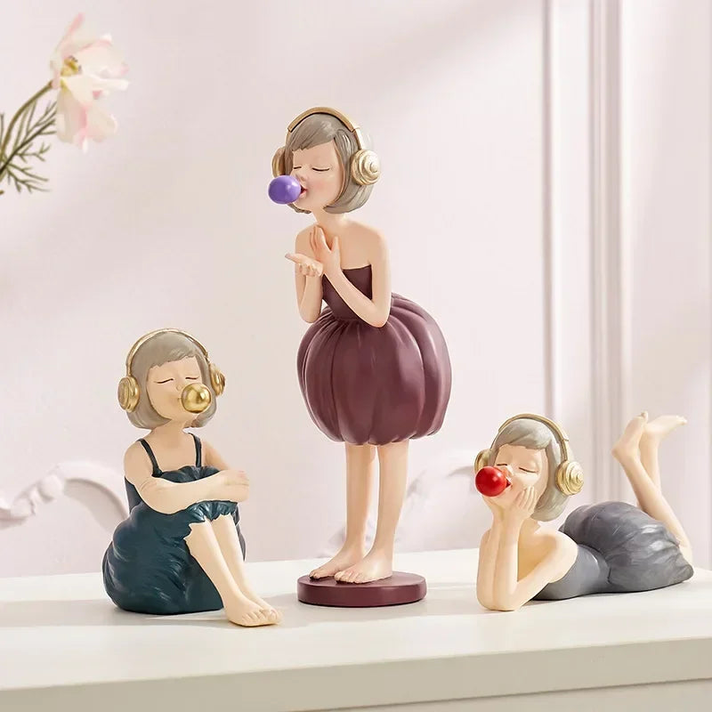 Nordic Bubble Girl Figurines, Afralia™ Home Decor, Kawaii Fairy Desk Bookcase Accents