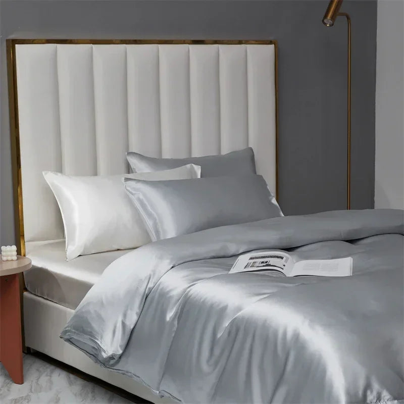 Satin King Size Duvet Cover Set by Afralia™ - Soft, Cozy, Skin-friendly Bedding for Queen Bed