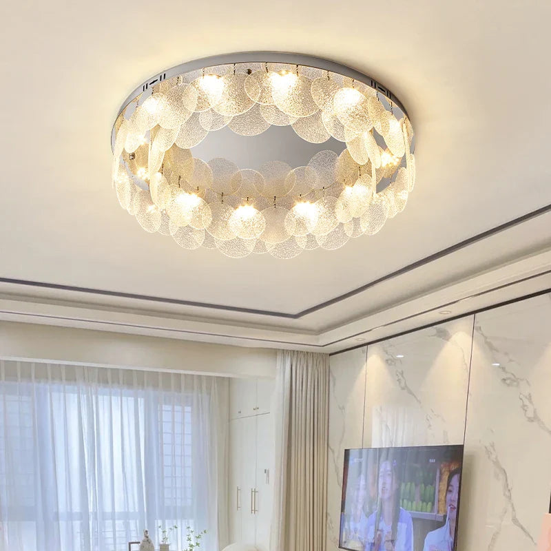 Afralia™ LED Ceiling Light Stainless Steel Glass Parlor Bedroom Fixture