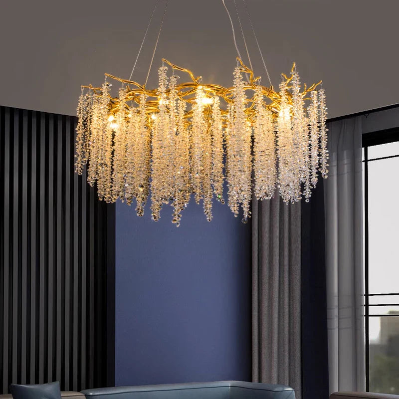 Afralia™ Luxury Crystal Ceiling Chandelier Living Room Dining Room Decoration