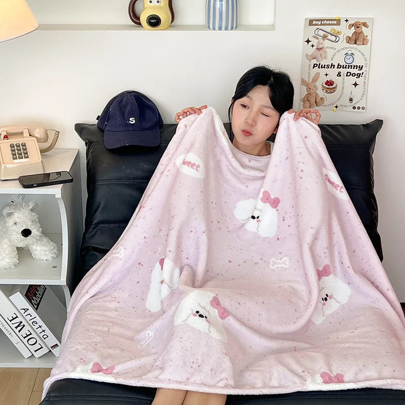 Afralia™ Double-Sided Thin Velvet Printed Blanket for Adults - Spring Autumn Bedding & Sofa Decor