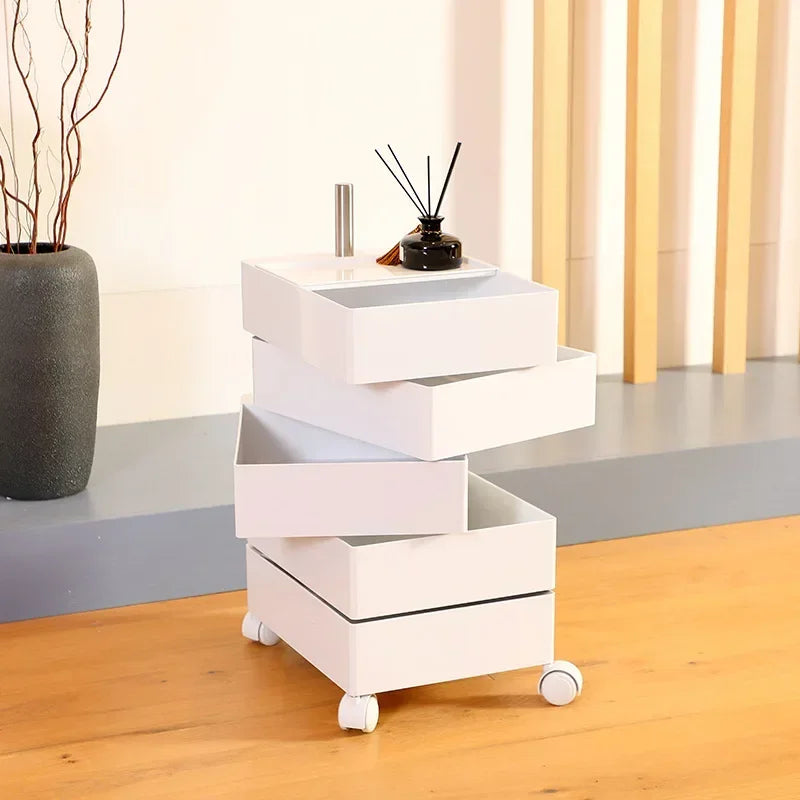 Afralia™ Rotating Side Cabinet Drawer Cosmetics Storage for Bedside, Sofa, or Locker