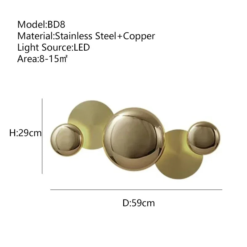 Afralia™ Postmodern LED Copper Disc Wall Lamp for Luxury Home Interior Lighting