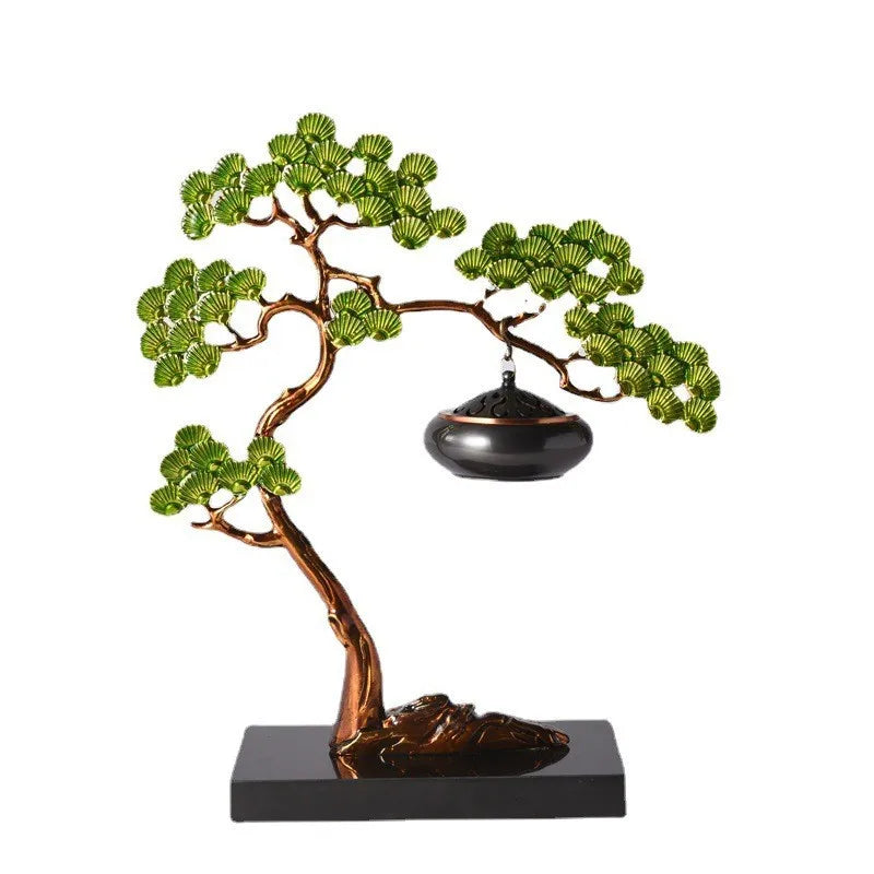 Afralia™ Enamel Pine Ornaments: Wealth-Attracting Chinese Style Home Decor & Housewarming Gift