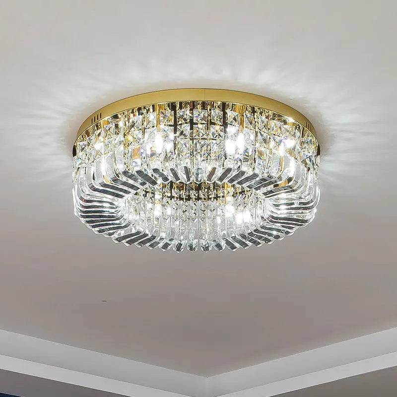 Afralia™ Nordic Crystal Ceiling Chandelier Chrome LED Light for Living Room