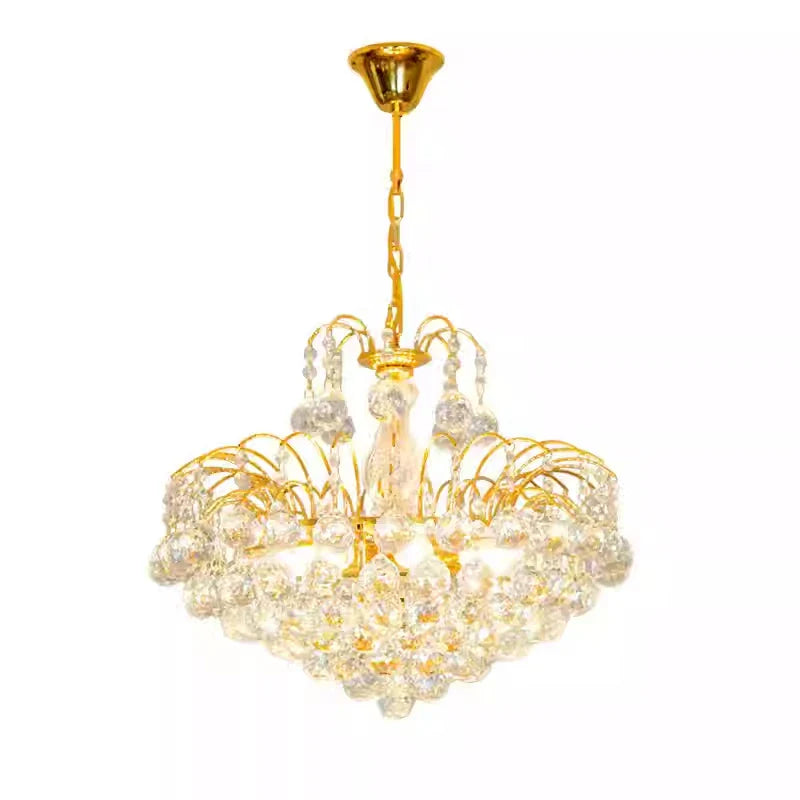 Afralia™ Golden Crystal Ceiling Chandelier - Nordic Bedroom Living Room Pendant Lamp