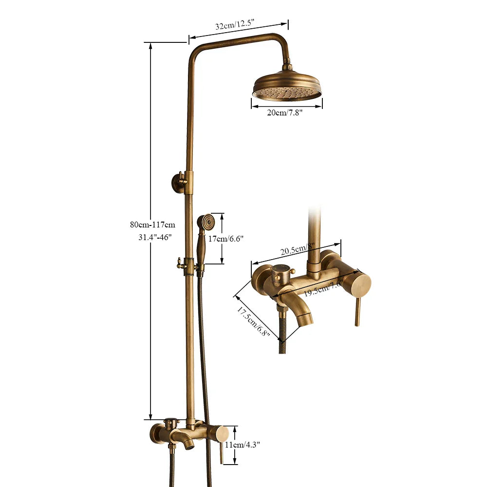 Afralia™ Brass Handheld Rainfall Shower Wall-mounted Hot Cold Water Mixer System