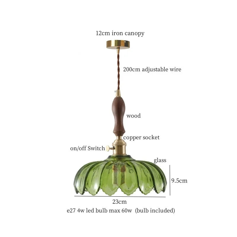 Afralia™ Green Glass LED Pendant Lights - Nordic Minimalist Style for Bedroom, Living Room