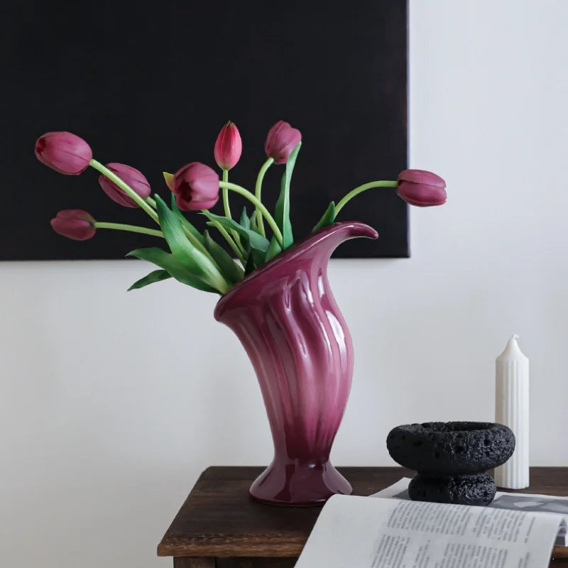Afralia™ Calla Lily Gradient Ceramic Vase Handicrafts Home Decoration