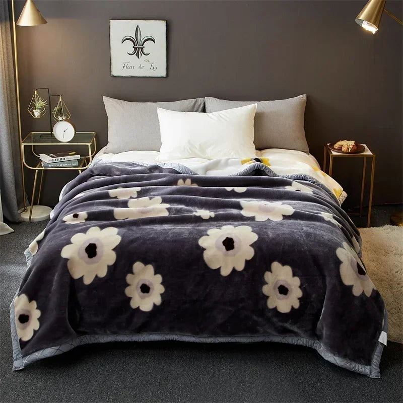 Afralia™ Cozy Flocked Raschel Blanket | Soft & Warm Double-Sided Winter Bedding