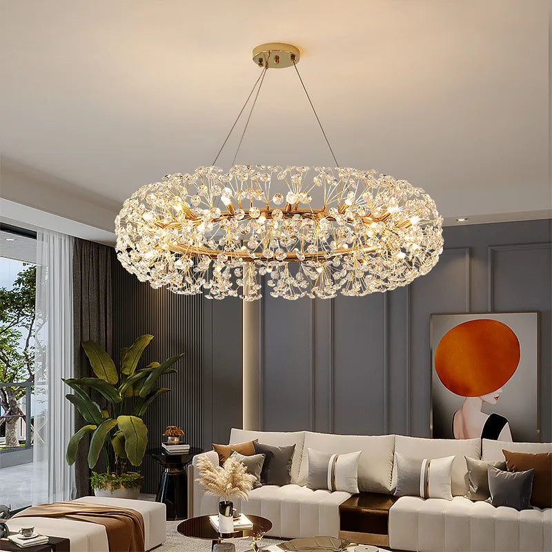 Afralia™ Modern Crystal LED Chandelier for Living Room Dining Bedroom Café Bar Decor