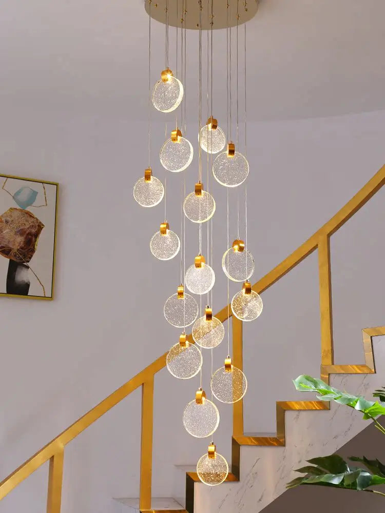 Afralia™ Crystal Chandelier LED Pendant Light for Modern Duplex Building Staircase