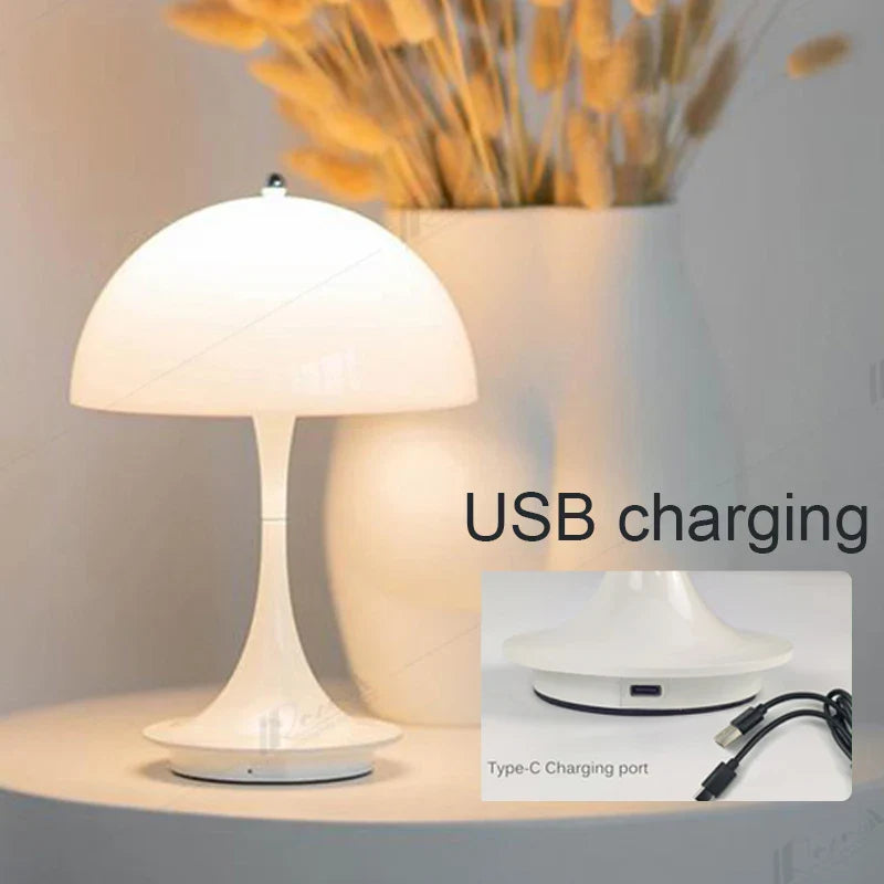 Afralia™ Mushroom LED Table Lamp 3-Color Dimming Decoration Night Light
