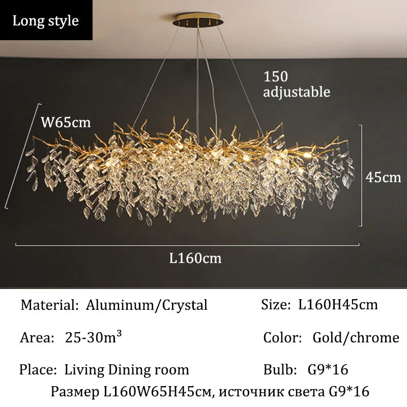 Afralia™ Crystal Chandeliers: Villa Living Dining Room Lighting Fixture