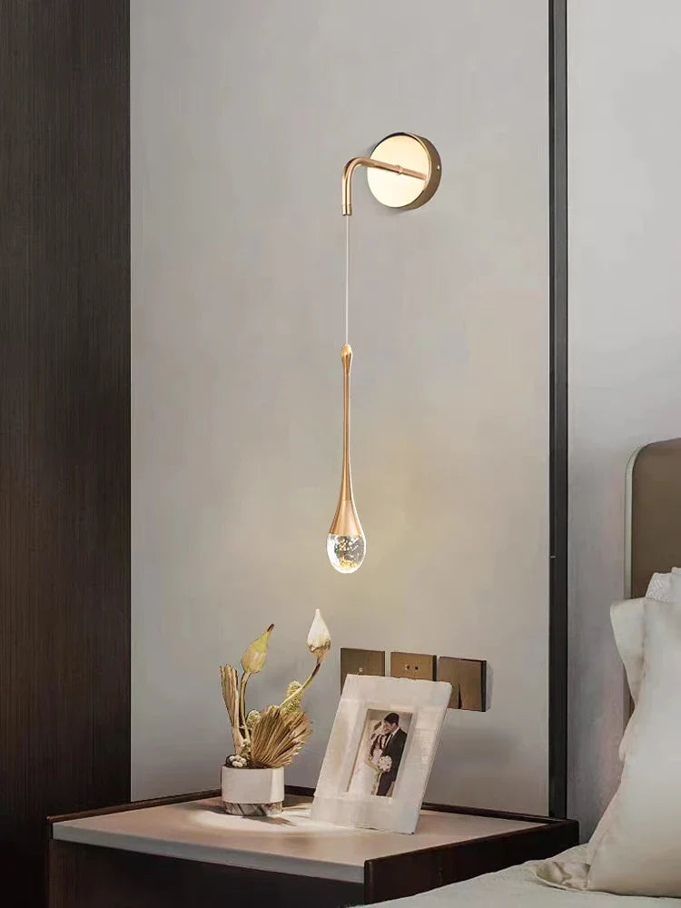 Afralia™ Crystal LED Wall Lamp Modern Minimalist Living Room Bedside Lamp