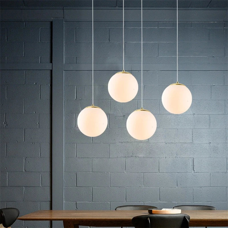 Afralia™ Glass Ball Pendant Lights - Nordic Minimalist Chandelier for Living Room & Bedroom