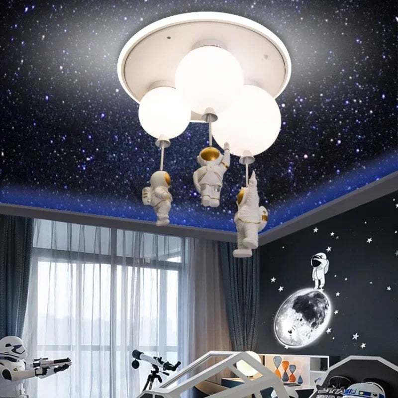 Afralia™ Astronaut Balloon Ceiling Lamp: Modern Minimalist LED Chandelier for Kids' Room