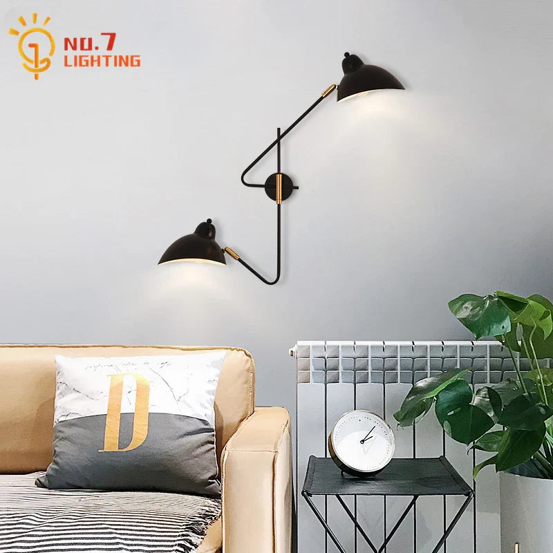 Afralia™ Copper LED Wall Lamp Double Head Rotatable for Living Room Bedroom