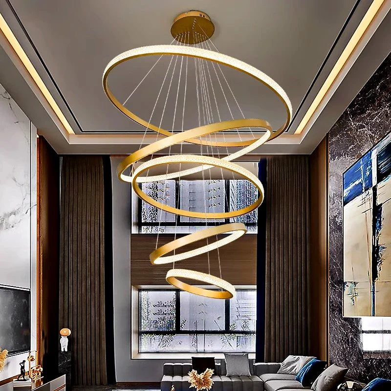 Afralia™ Crystal Chandelier Stair Pendant Lamp Living Room Pendant Lights Interior Lighting