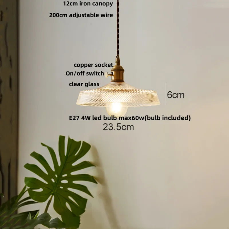 Afralia™ Cullet Glass LED Pendant Lamp with Walnut Copper Design for Living and Dining Room