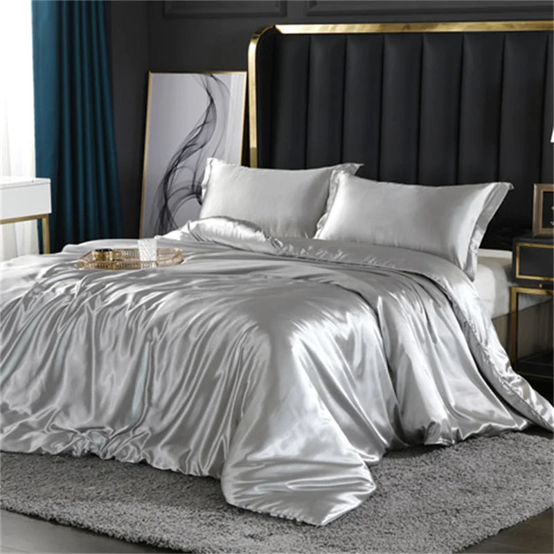 Afralia™ King Size Silk-Blend Duvet Cover Set with Pillowcases