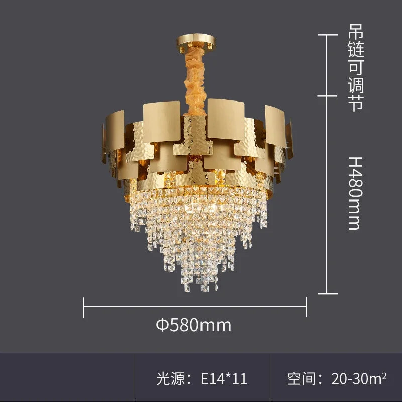 Afralia™ Modern Golden Stainless Steel Hanging Chandelier Ideal for Living Spaces