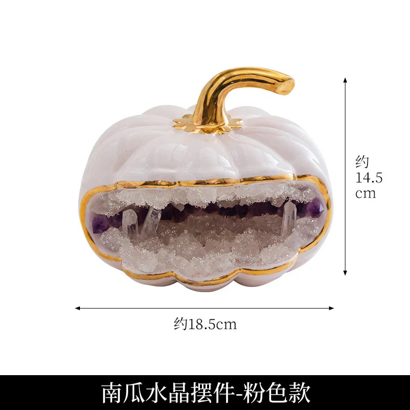 Afralia™ Crystal Pumpkin Sculpture Jewelry Storage Box & Home Decor