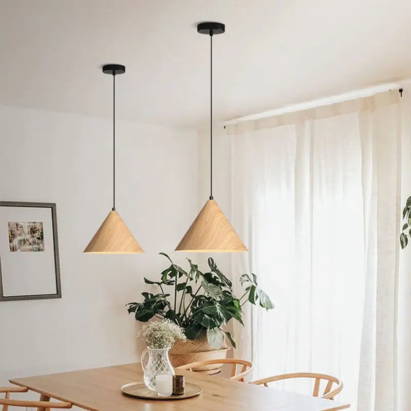 Afralia™ Nordic Wooden Pendant Lamp Multi Head Hanging Light for Dining Table and Living Room