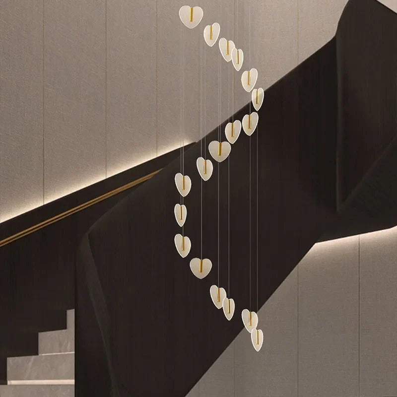 Afralia™ Love Chandelier: Luxury Crystal Gold Lighting for Staircase & Living Room