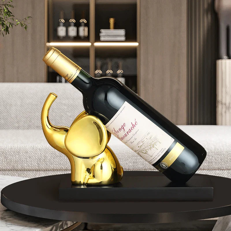 Afralia™ Elephant Wine Rack Table Ornament Home Decor Sculpture Craft Art