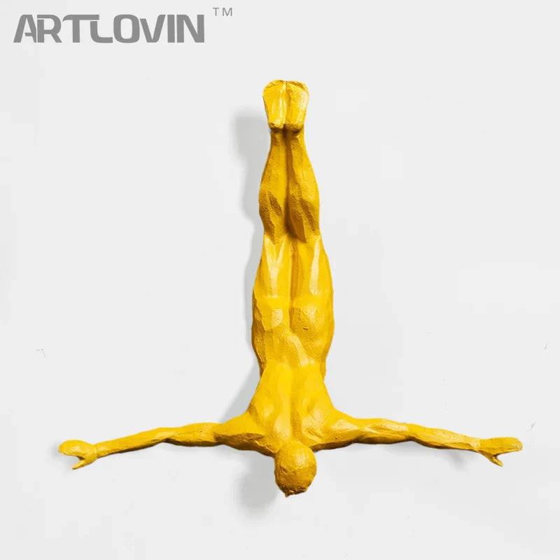 Afralia™ Bungee Jumper Wall Sculpture: Industrial Style Sporty Figurine for Living Room Decor
