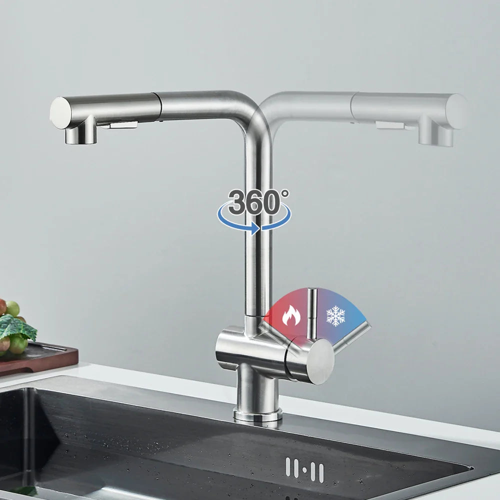 Afralia™ Brushed Nickel Kitchen Faucet with Dual Spray Nozzle