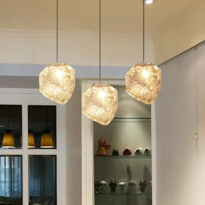 Afralia™ Ice Cake Glass Chandelier Pendant Lights for Indoor Decor Lighting
