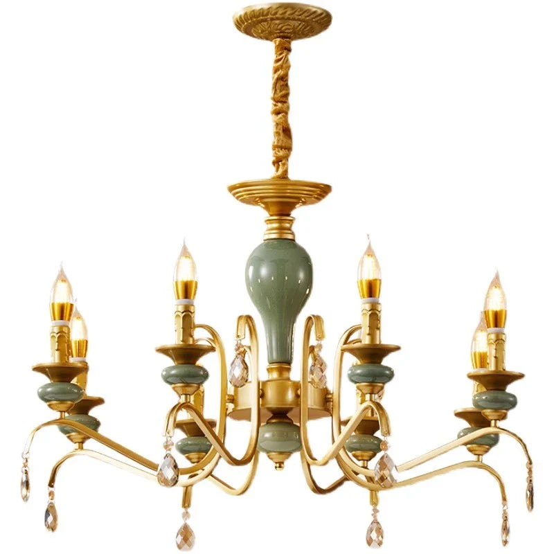 Afralia™ Mediterranean Ceramic Crystal Chandelier - Elegant Lighting Fixture