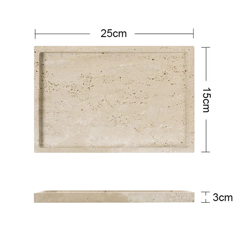 Afralia™ Travertine Vanity Tray for Bathroom and Kitchen Décor