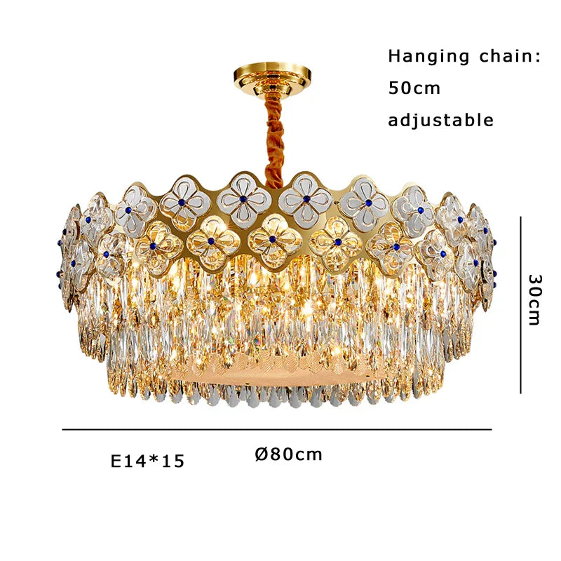 Afralia™ European Crystal Luxury Chandelier Gold Room Decor Hanglamp