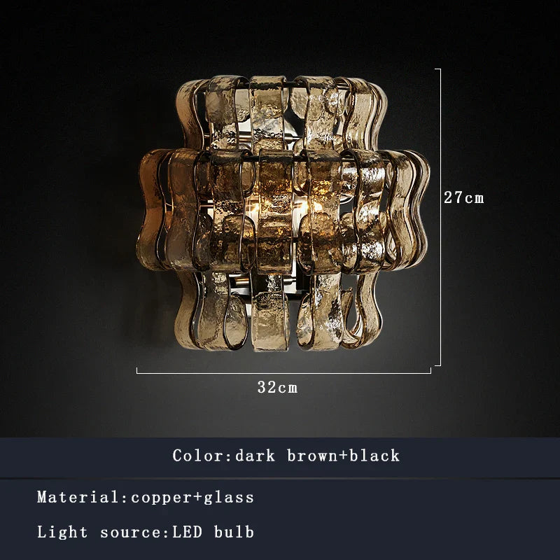 Afralia™ Dark Brown Glass Wall Sconce Lamps, LED Decoration for Living Room, Aisle, Bedside