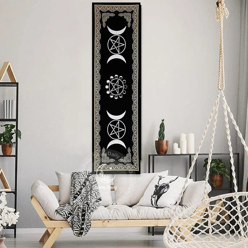 Afralia™ Triple Moon Phases Tapestry Wall Hanging | Mystical Tarot Boho Room Decor