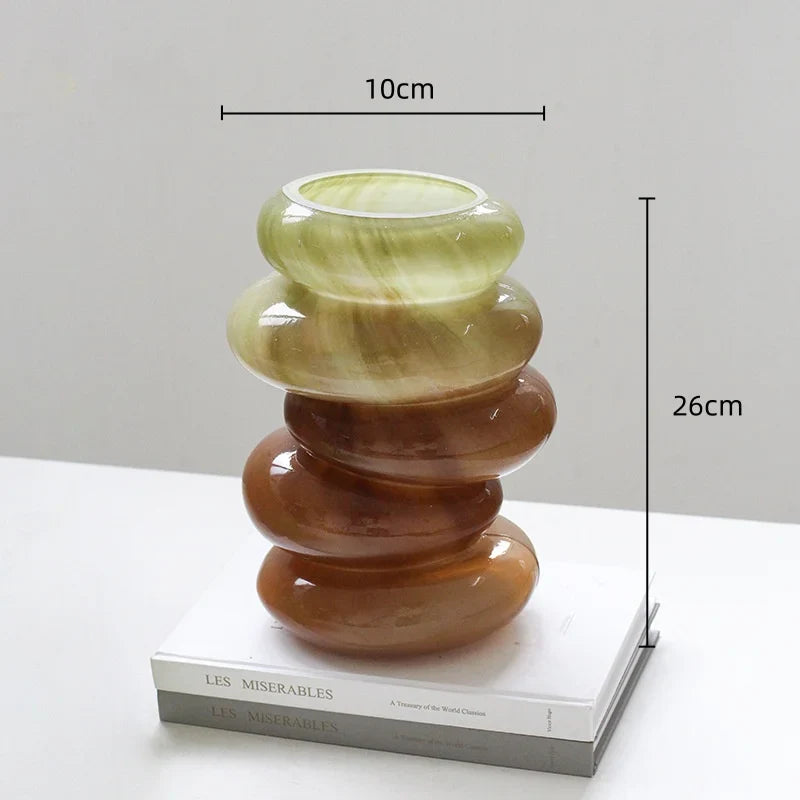 Afralia™ Geometric Glass Vase Gradient Color Floral Arrangement Home Decor Accessory