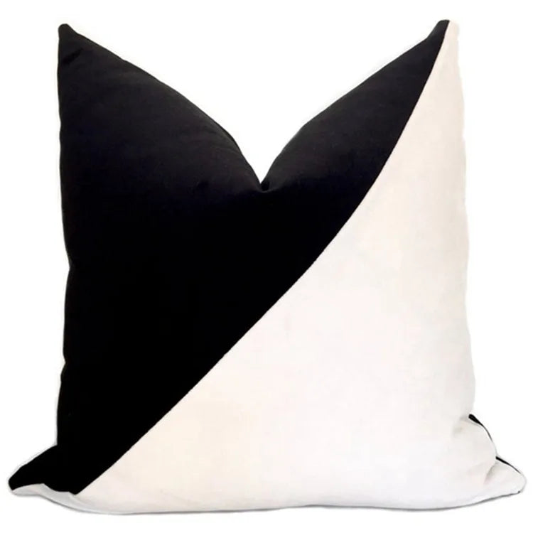Velvet Cushion Cover Black White Contrast Color Decorative Pillow Case Afralia™