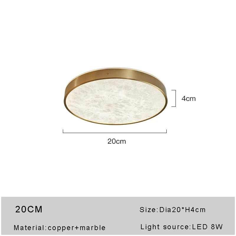 Afralia™ Round Marble Stone Ceiling Lights Elegant Copper Fixture